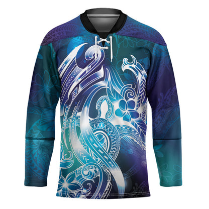 Aloha Hawaii Turtle Hockey Jersey Teal Purple Ribbon
