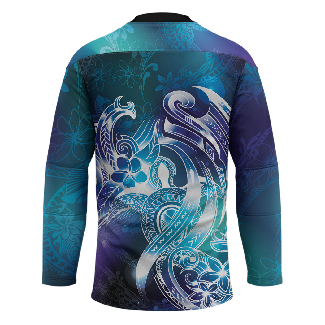 Aloha Hawaii Turtle Hockey Jersey Teal Purple Ribbon
