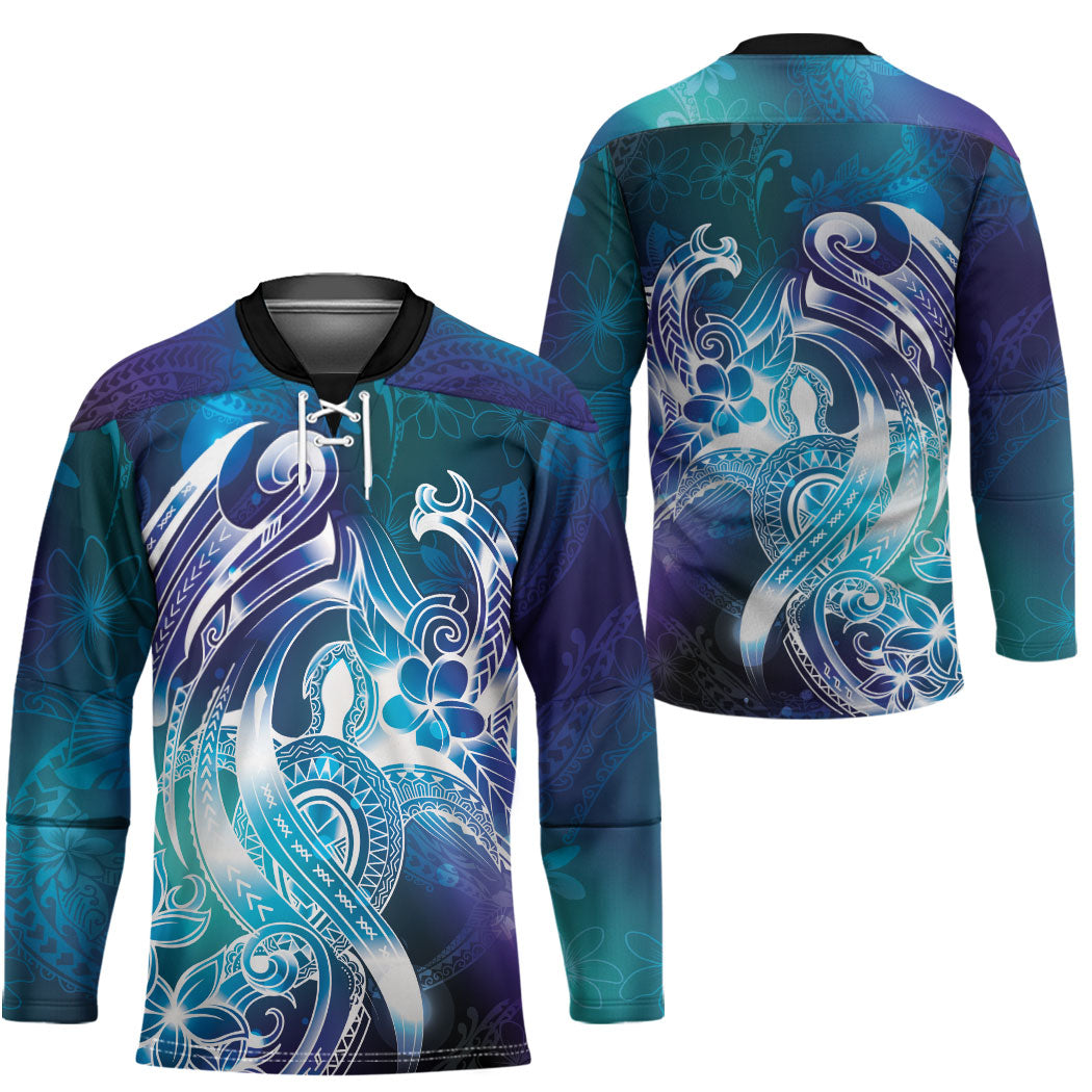 Aloha Hawaii Turtle Hockey Jersey Teal Purple Ribbon