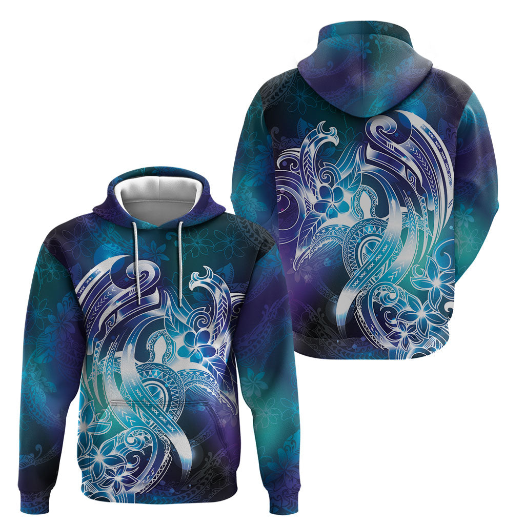 Aloha Hawaii Turtle Hoodie Teal Purple Ribbon