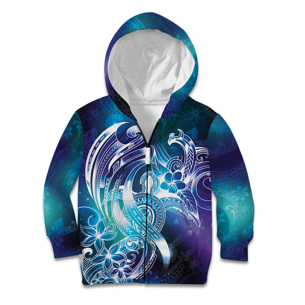 Aloha Hawaii Turtle Kid Hoodie Teal Purple Ribbon