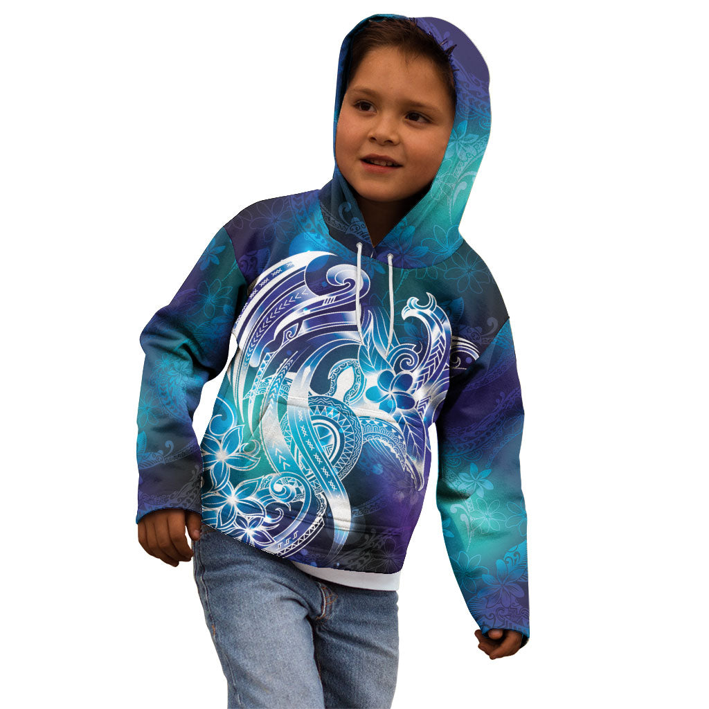 Aloha Hawaii Turtle Kid Hoodie Teal Purple Ribbon