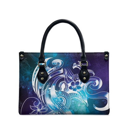 Aloha Hawaii Turtle Leather Bag Teal Purple Ribbon