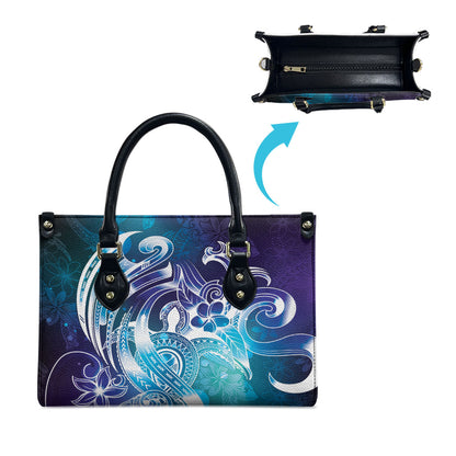 Aloha Hawaii Turtle Leather Bag Teal Purple Ribbon