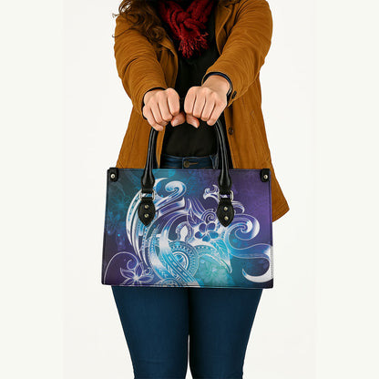 Aloha Hawaii Turtle Leather Bag Teal Purple Ribbon