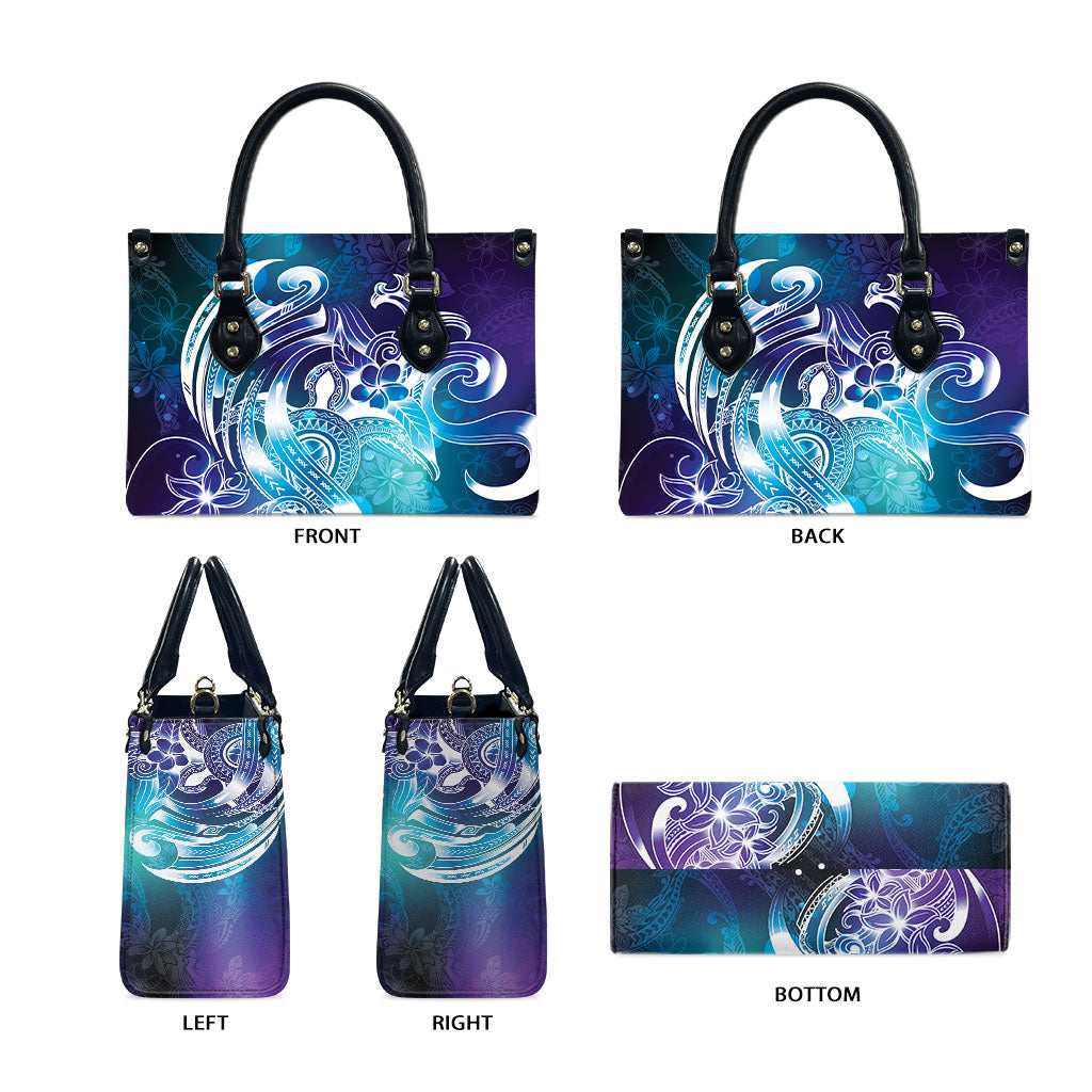 Aloha Hawaii Turtle Leather Bag Teal Purple Ribbon