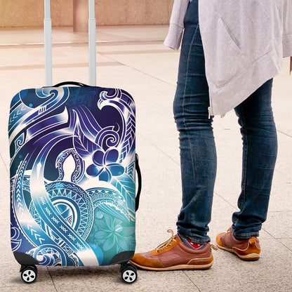 Aloha Hawaii Turtle Luggage Cover Teal Purple Ribbon