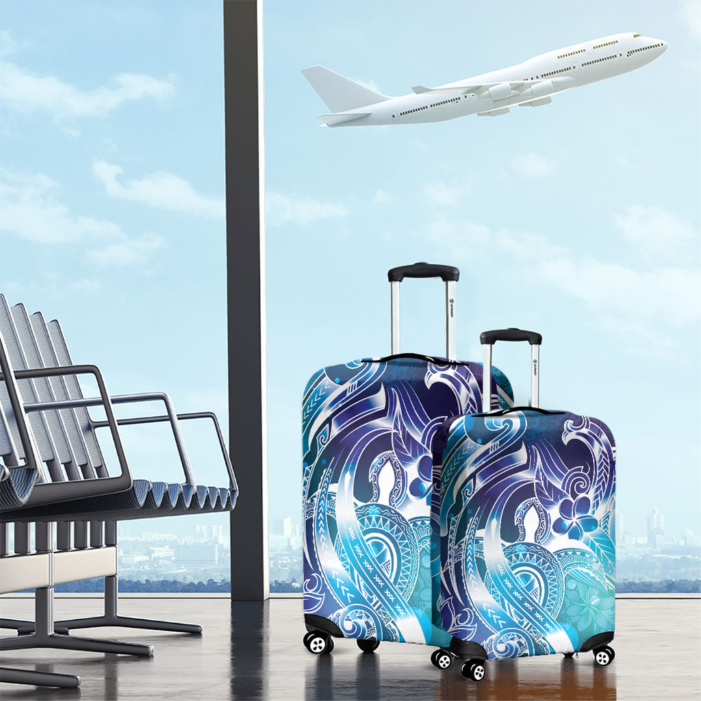 Aloha Hawaii Turtle Luggage Cover Teal Purple Ribbon