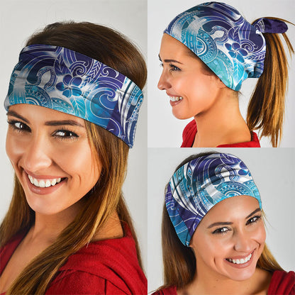 Aloha Hawaii Turtle Neck Gaiter Teal Purple Ribbon