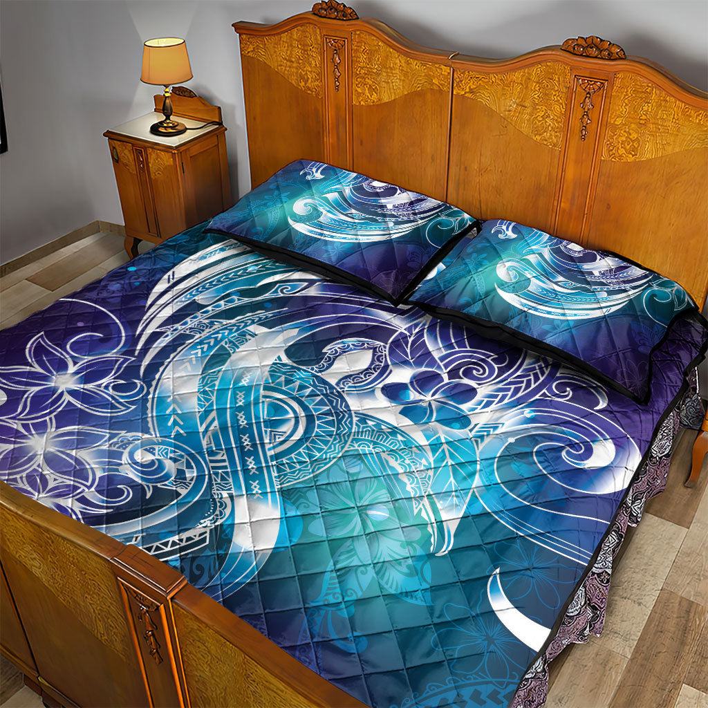 Aloha Hawaii Turtle Quilt Bed Set Teal Purple Ribbon