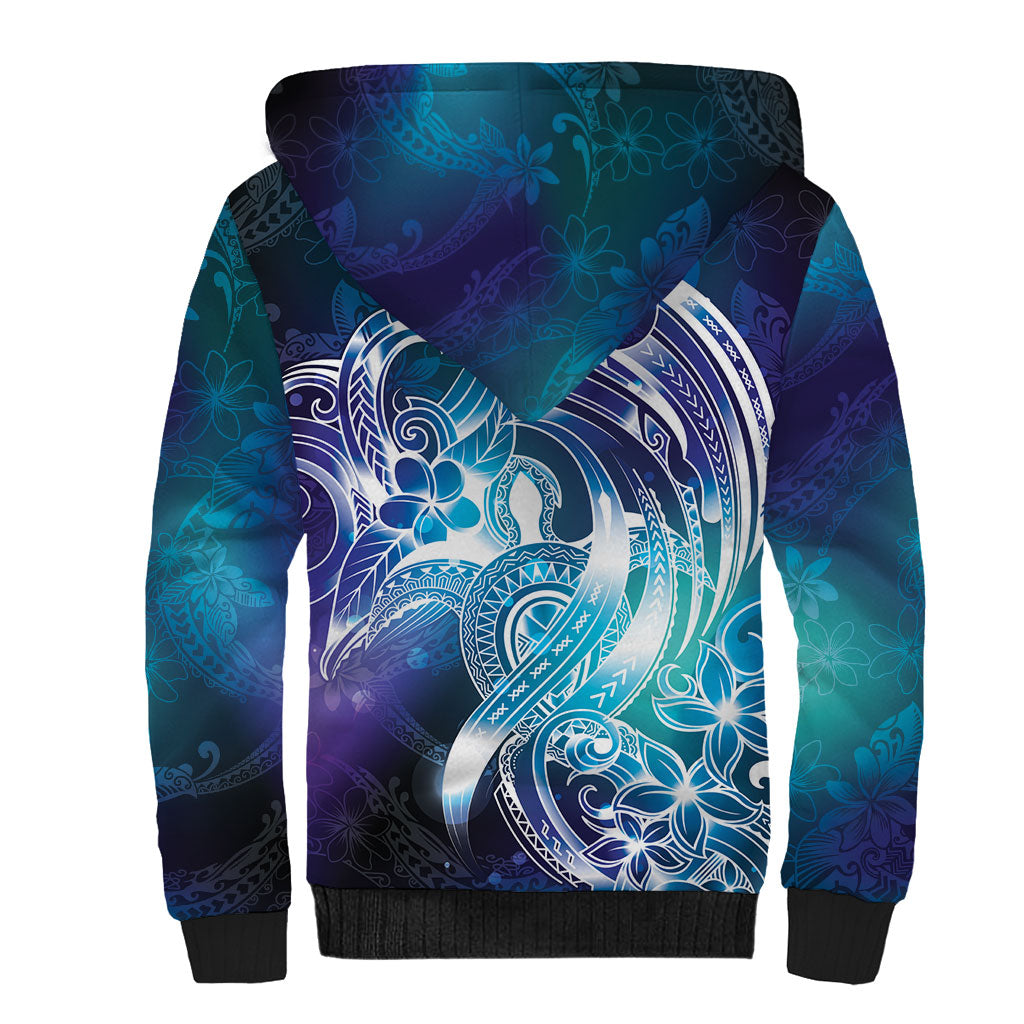 Aloha Hawaii Turtle Sherpa Hoodie Teal Purple Ribbon