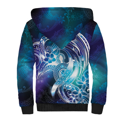 Aloha Hawaii Turtle Sherpa Hoodie Teal Purple Ribbon