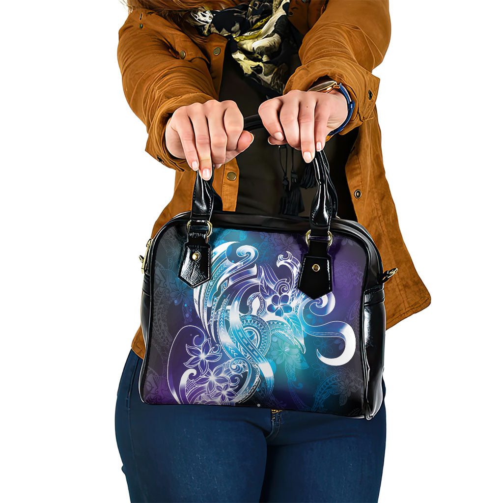 Aloha Hawaii Turtle Shoulder Handbag Teal Purple Ribbon