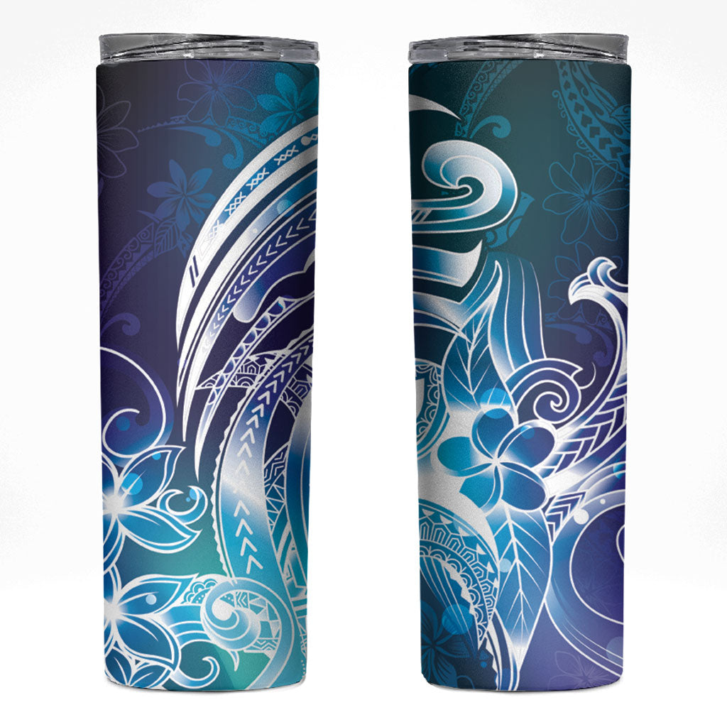 Aloha Hawaii Turtle Skinny Tumbler Teal Purple Ribbon