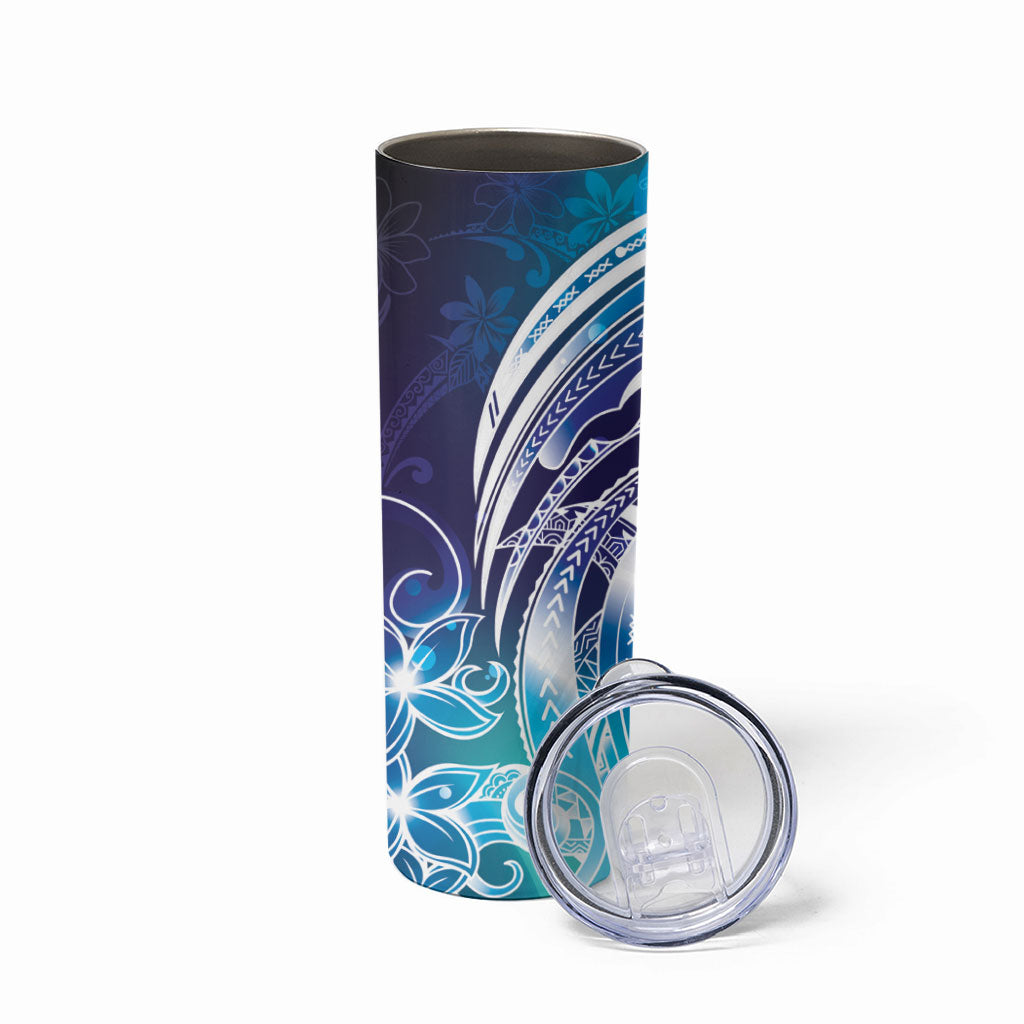 Aloha Hawaii Turtle Skinny Tumbler Teal Purple Ribbon