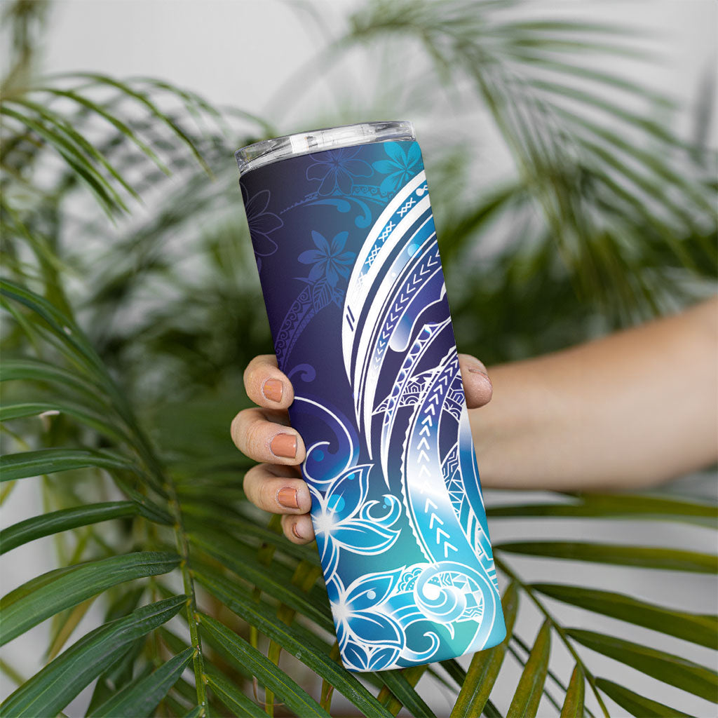 Aloha Hawaii Turtle Skinny Tumbler Teal Purple Ribbon