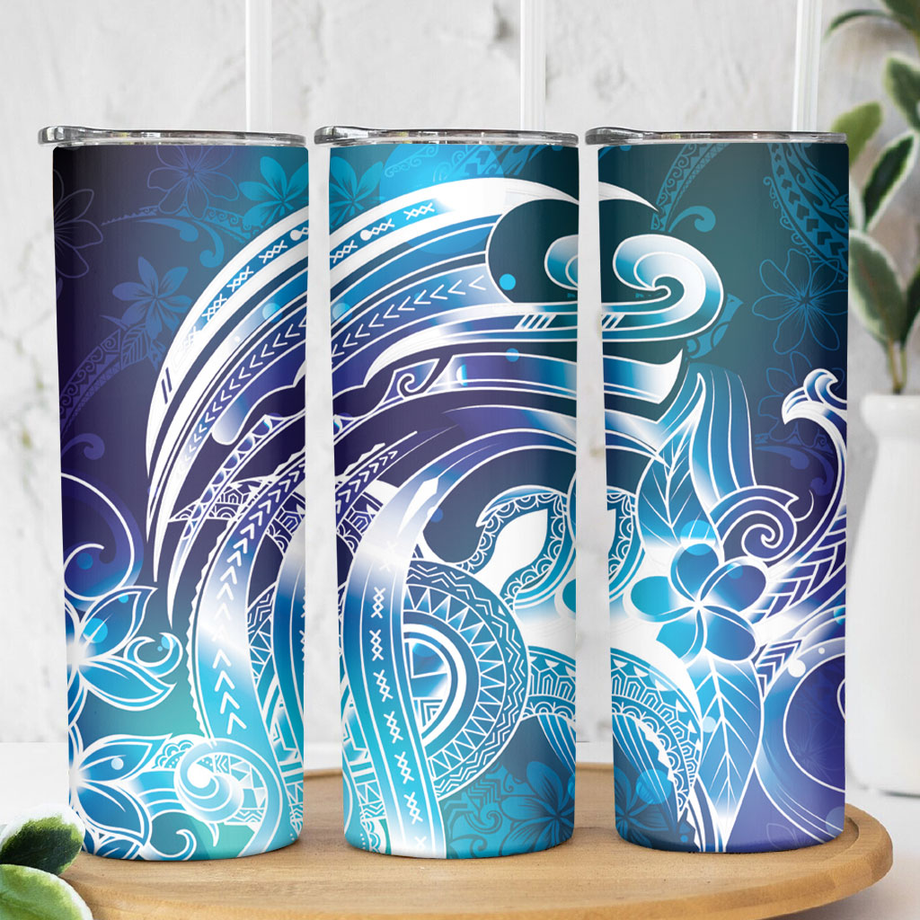 Aloha Hawaii Turtle Skinny Tumbler Teal Purple Ribbon