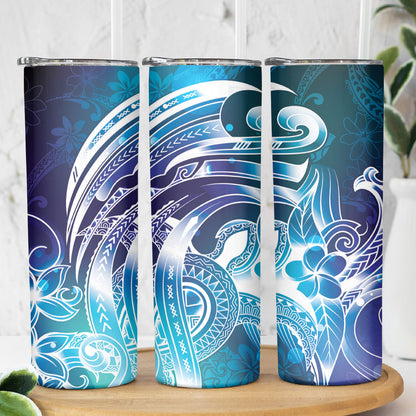 Aloha Hawaii Turtle Skinny Tumbler Teal Purple Ribbon