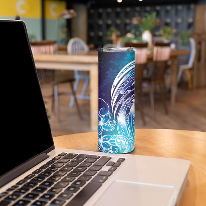 Aloha Hawaii Turtle Skinny Tumbler Teal Purple Ribbon