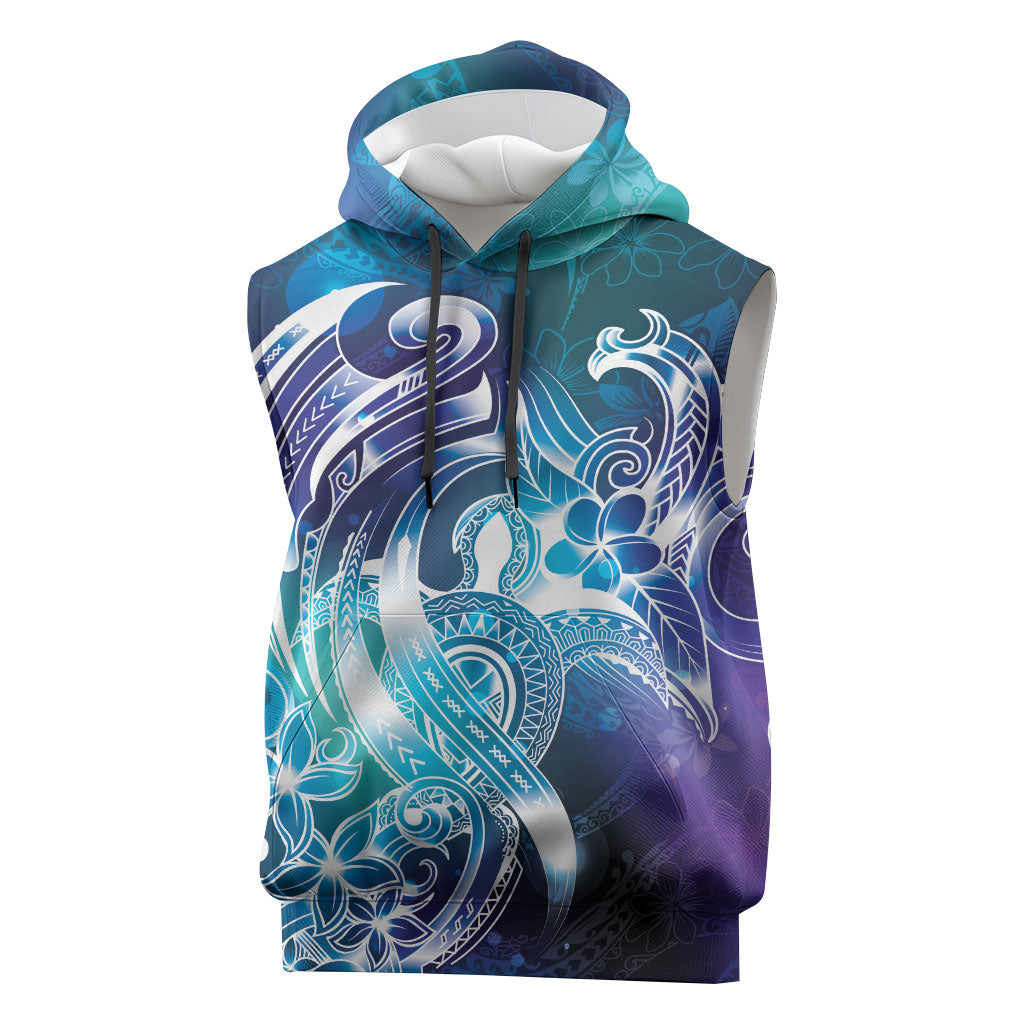 Aloha Hawaii Turtle Sleeveless Hoodie Teal Purple Ribbon