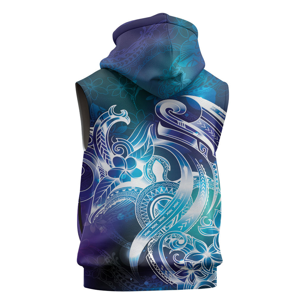 Aloha Hawaii Turtle Sleeveless Zip Hoodie Teal Purple Ribbon