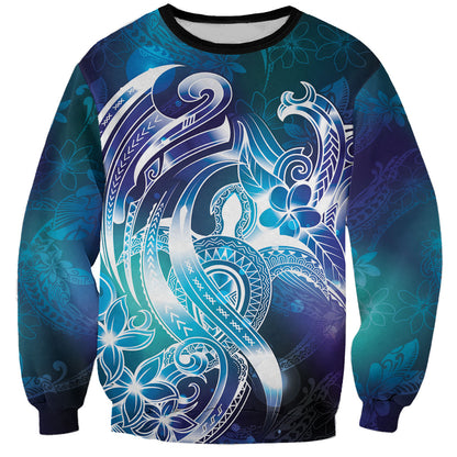 Aloha Hawaii Turtle Sweatshirt Teal Purple Ribbon