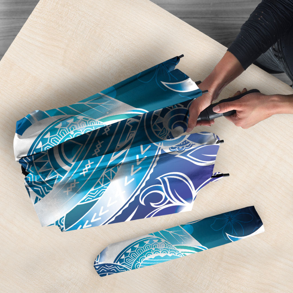 Aloha Hawaii Turtle Umbrella Teal Purple Ribbon