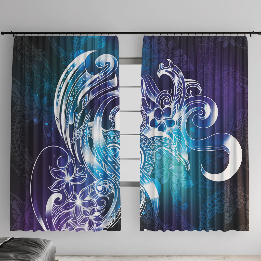 Aloha Hawaii Turtle Window Curtain Teal Purple Ribbon
