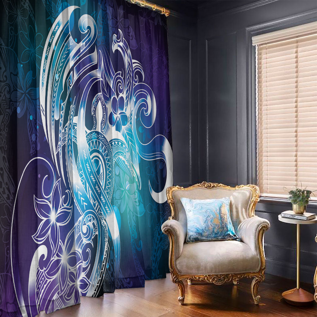 Aloha Hawaii Turtle Window Curtain Teal Purple Ribbon