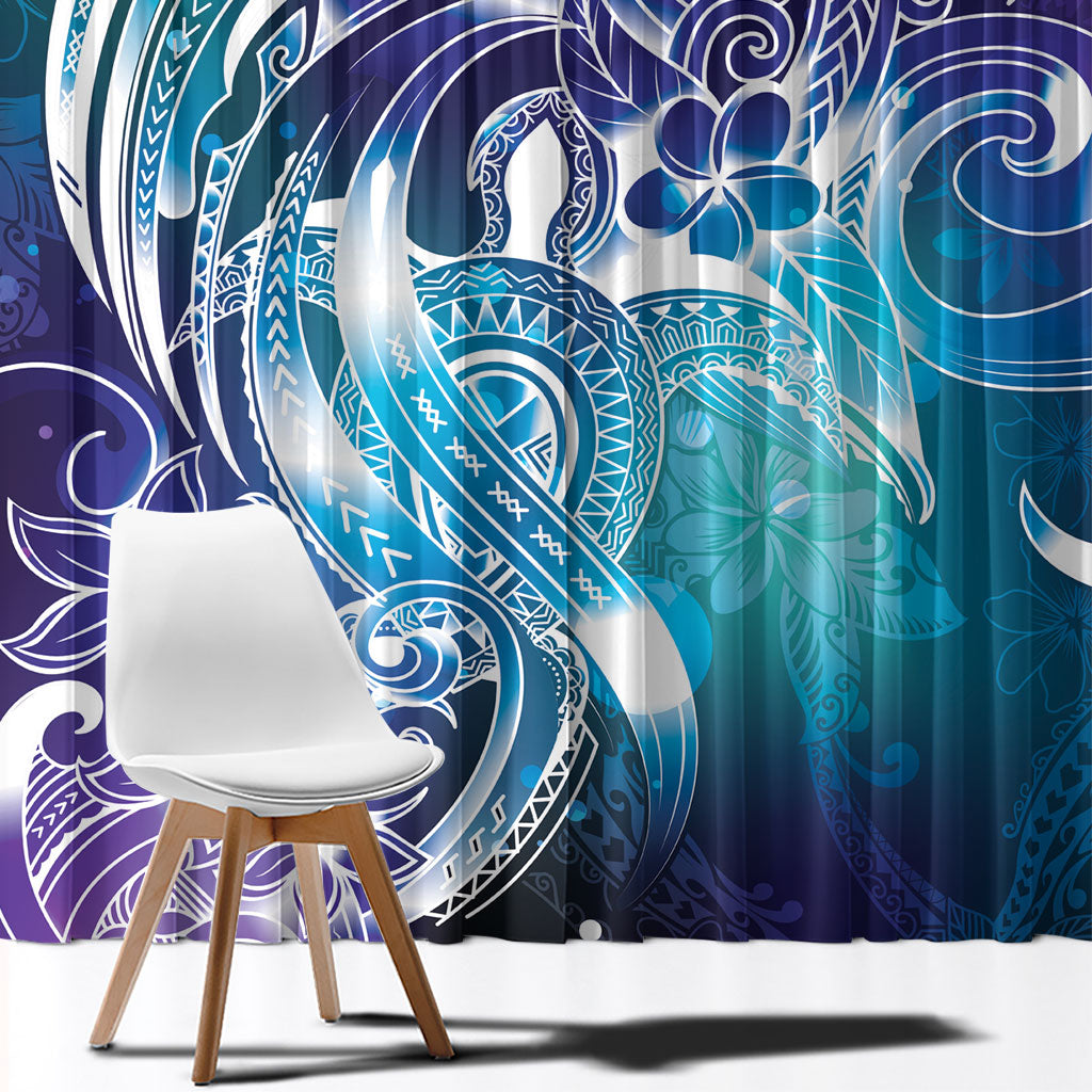 Aloha Hawaii Turtle Window Curtain Teal Purple Ribbon