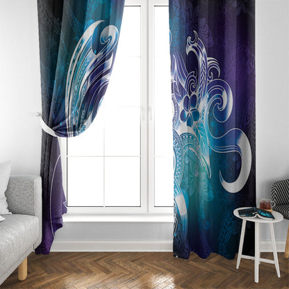 Aloha Hawaii Turtle Window Curtain Teal Purple Ribbon