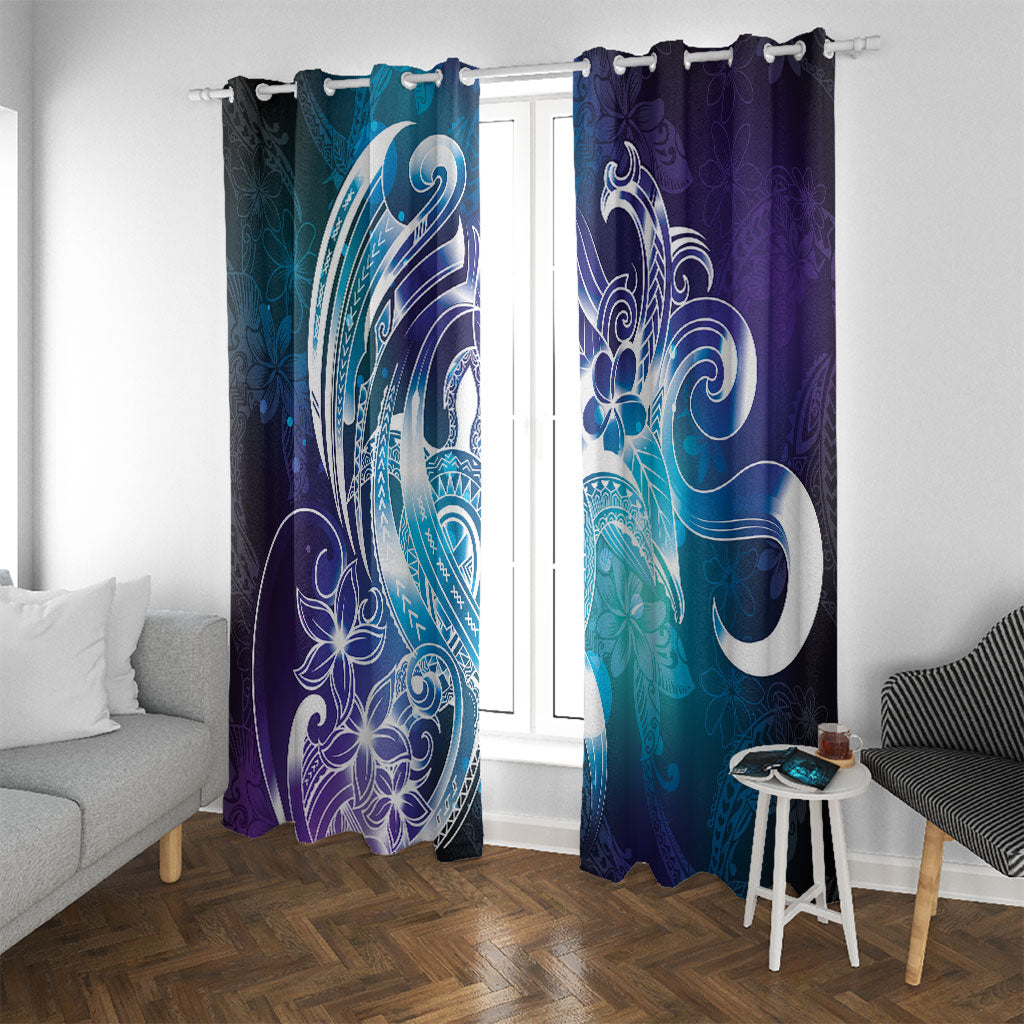 Aloha Hawaii Turtle Window Curtain Teal Purple Ribbon