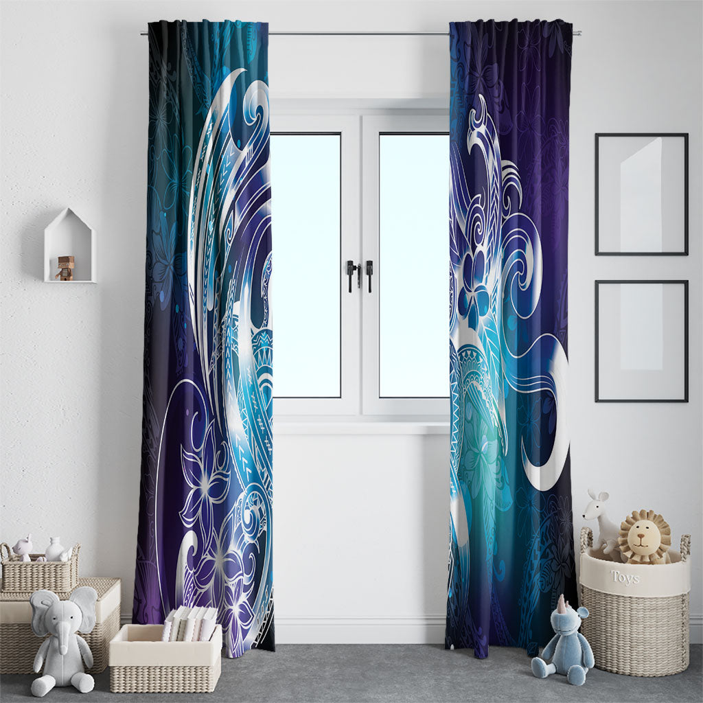 Aloha Hawaii Turtle Window Curtain Teal Purple Ribbon