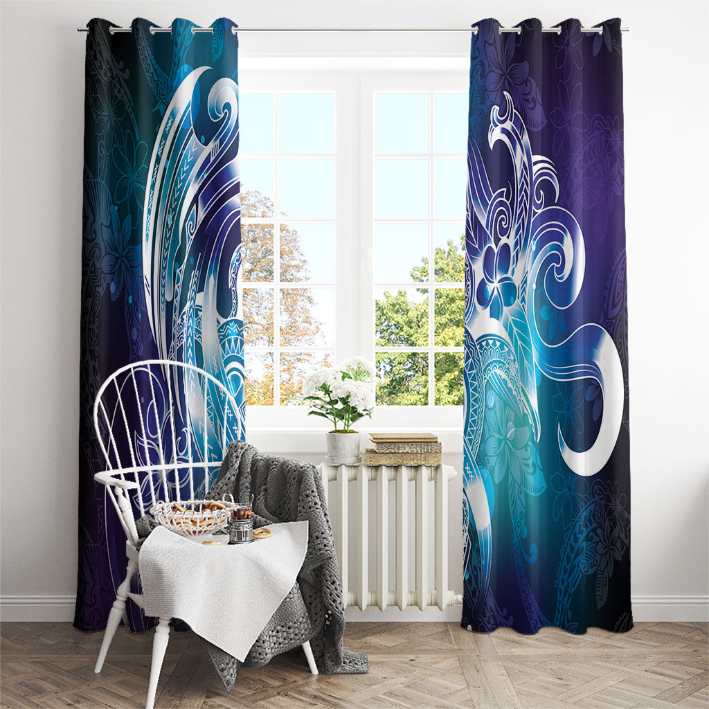 Aloha Hawaii Turtle Window Curtain Teal Purple Ribbon