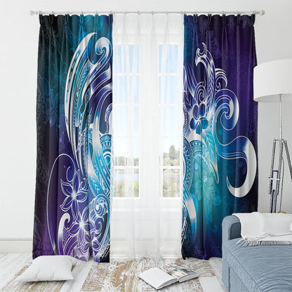 Aloha Hawaii Turtle Window Curtain Teal Purple Ribbon
