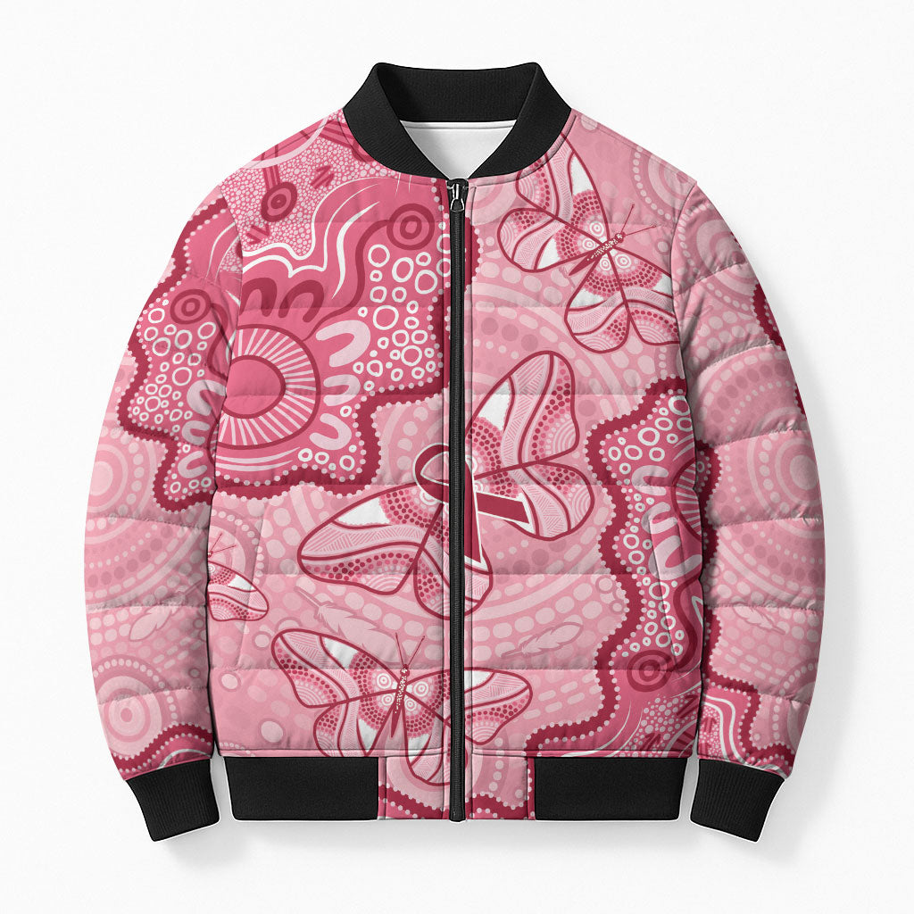 Australia Indigenous Mother's Day Bomber Puffer Jacket Breast Cancer Survivor