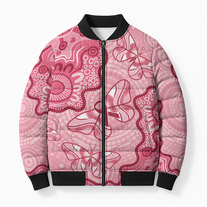 Australia Indigenous Mother's Day Bomber Puffer Jacket Breast Cancer Survivor