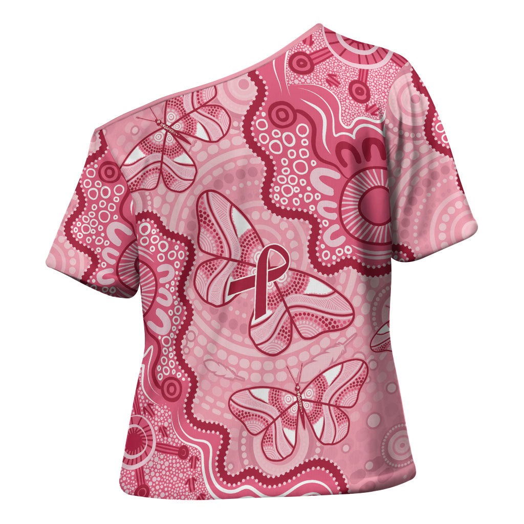 Australia Indigenous Mother's Day Cross Shoulder Shirt Breast Cancer Survivor