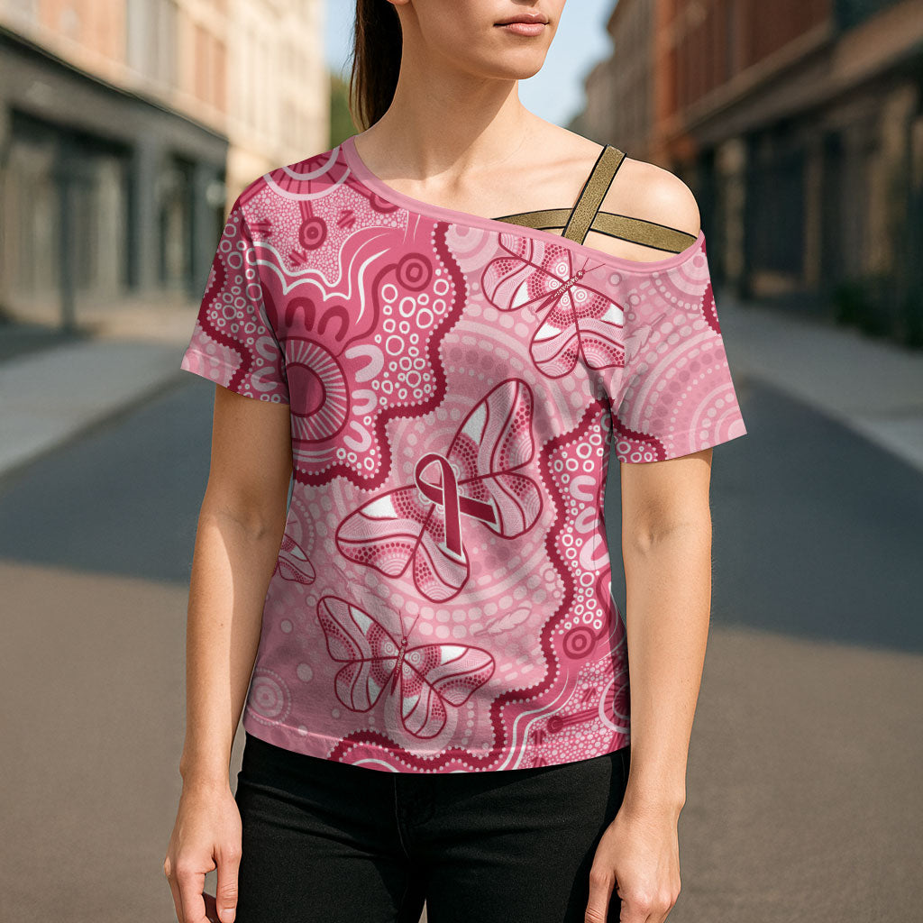 Australia Indigenous Mother's Day Cross Shoulder Shirt Breast Cancer Survivor