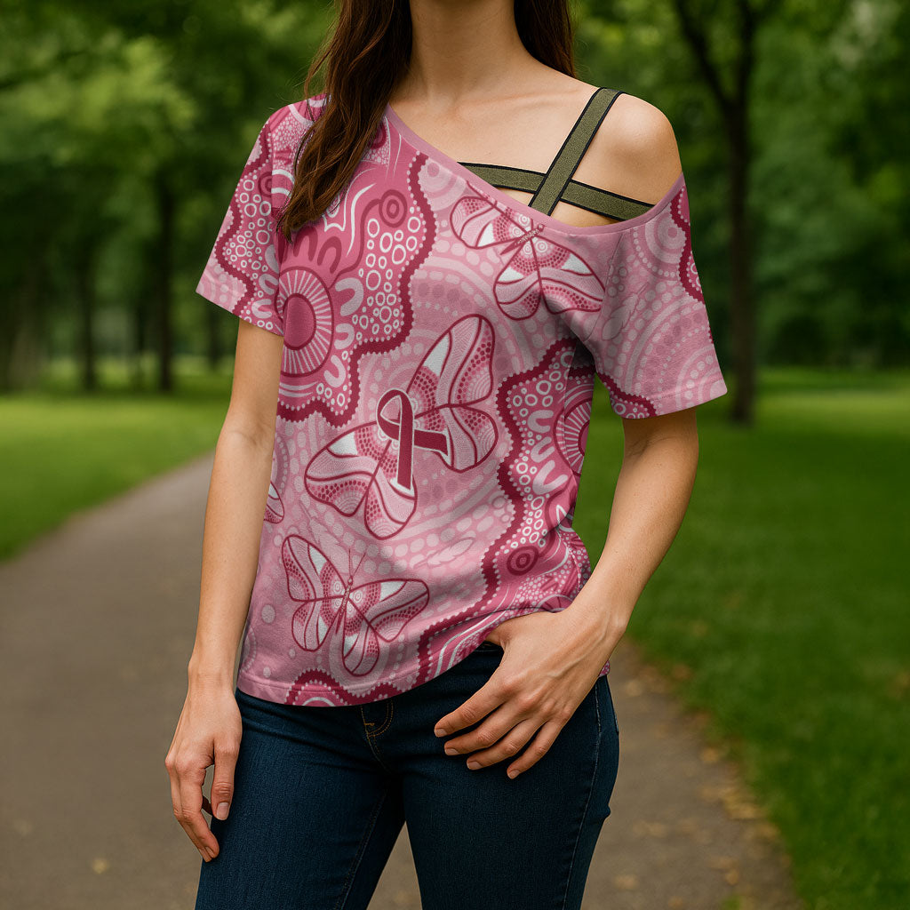 Australia Indigenous Mother's Day Cross Shoulder Shirt Breast Cancer Survivor