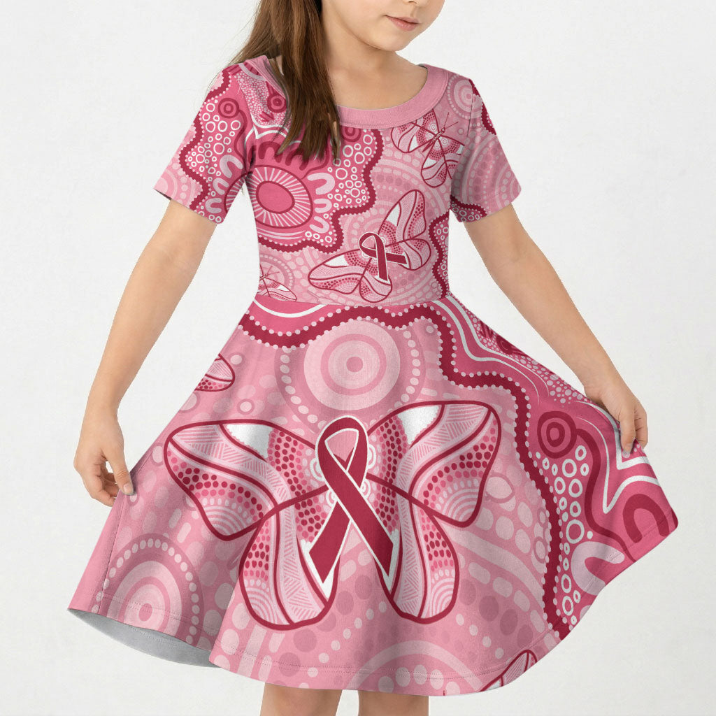Australia Indigenous Mother's Day Kid Short Sleeve Dress Breast Cancer Survivor