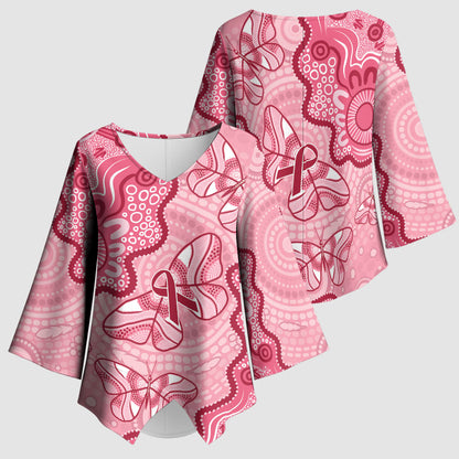 Australia Indigenous Mother's Day Kimono Sleeve Blouse Breast Cancer Survivor
