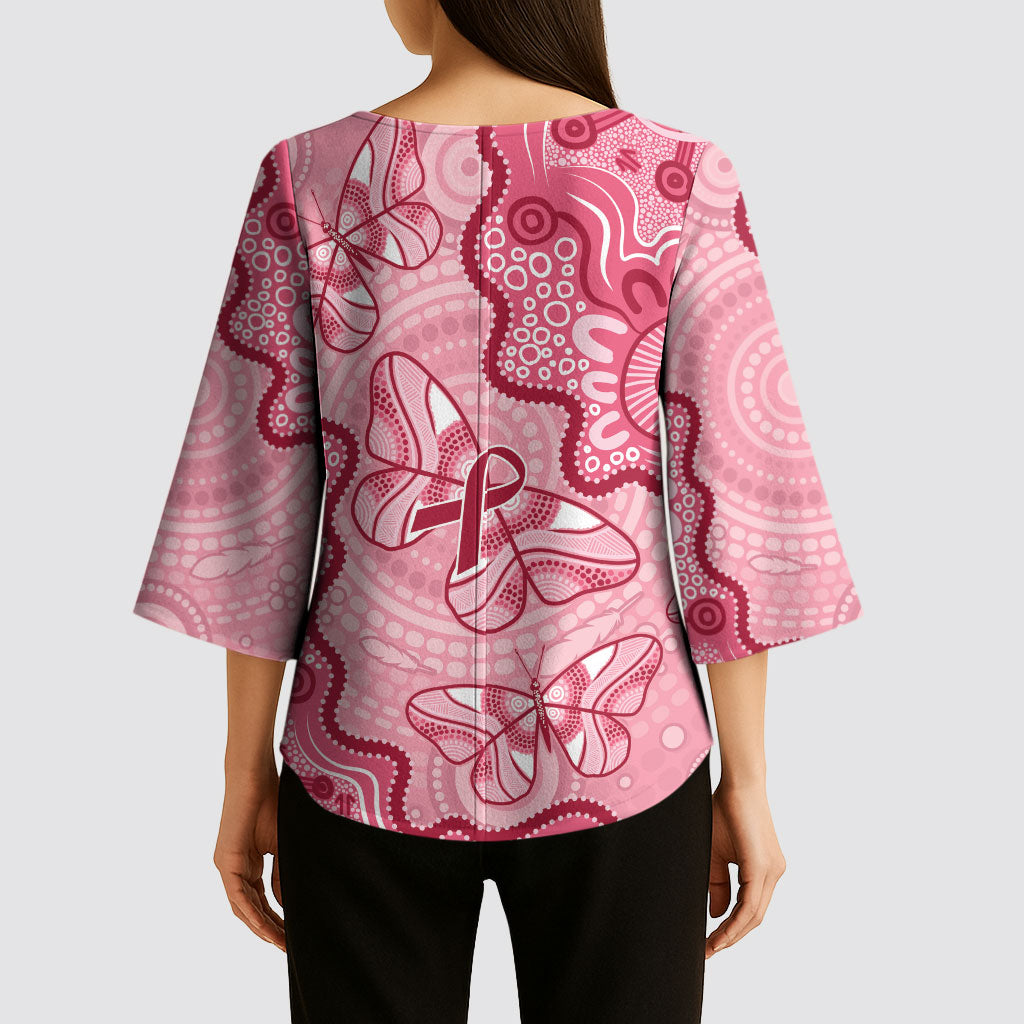 Australia Indigenous Mother's Day Kimono Sleeve Blouse Breast Cancer Survivor