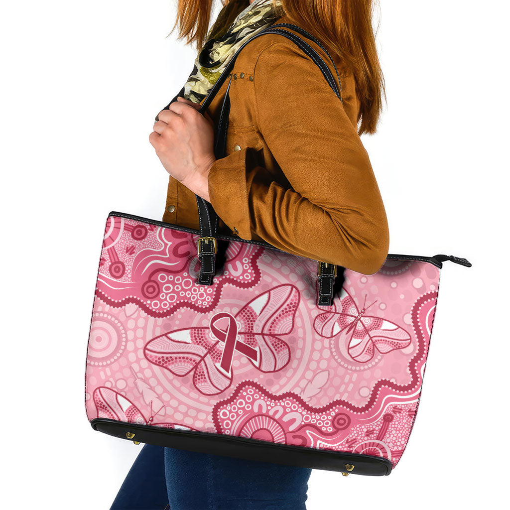 Australia Indigenous Mother's Day Leather Tote Bag Breast Cancer Survivor