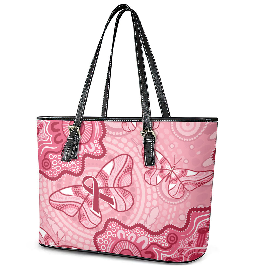 Australia Indigenous Mother's Day Leather Tote Bag Breast Cancer Survivor