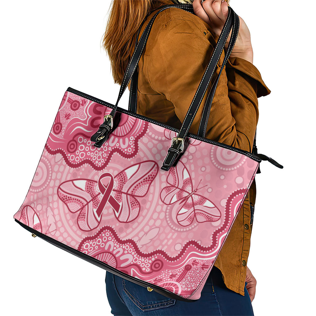 Australia Indigenous Mother's Day Leather Tote Bag Breast Cancer Survivor