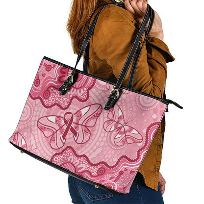 Australia Indigenous Mother's Day Leather Tote Bag Breast Cancer Survivor