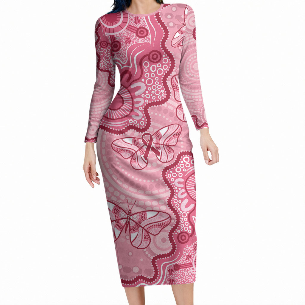 Australia Indigenous Mother's Day Long Sleeve Bodycon Dress Breast Cancer Survivor