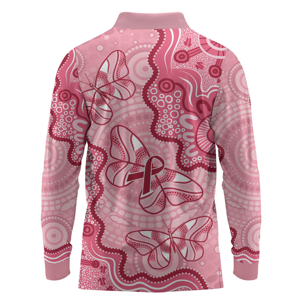 Australia Indigenous Mother's Day Long Sleeve Polo Shirt Breast Cancer Survivor