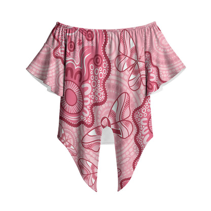 Australia Indigenous Mother's Day Off Shoulder Wrap Waist Top Breast Cancer Survivor